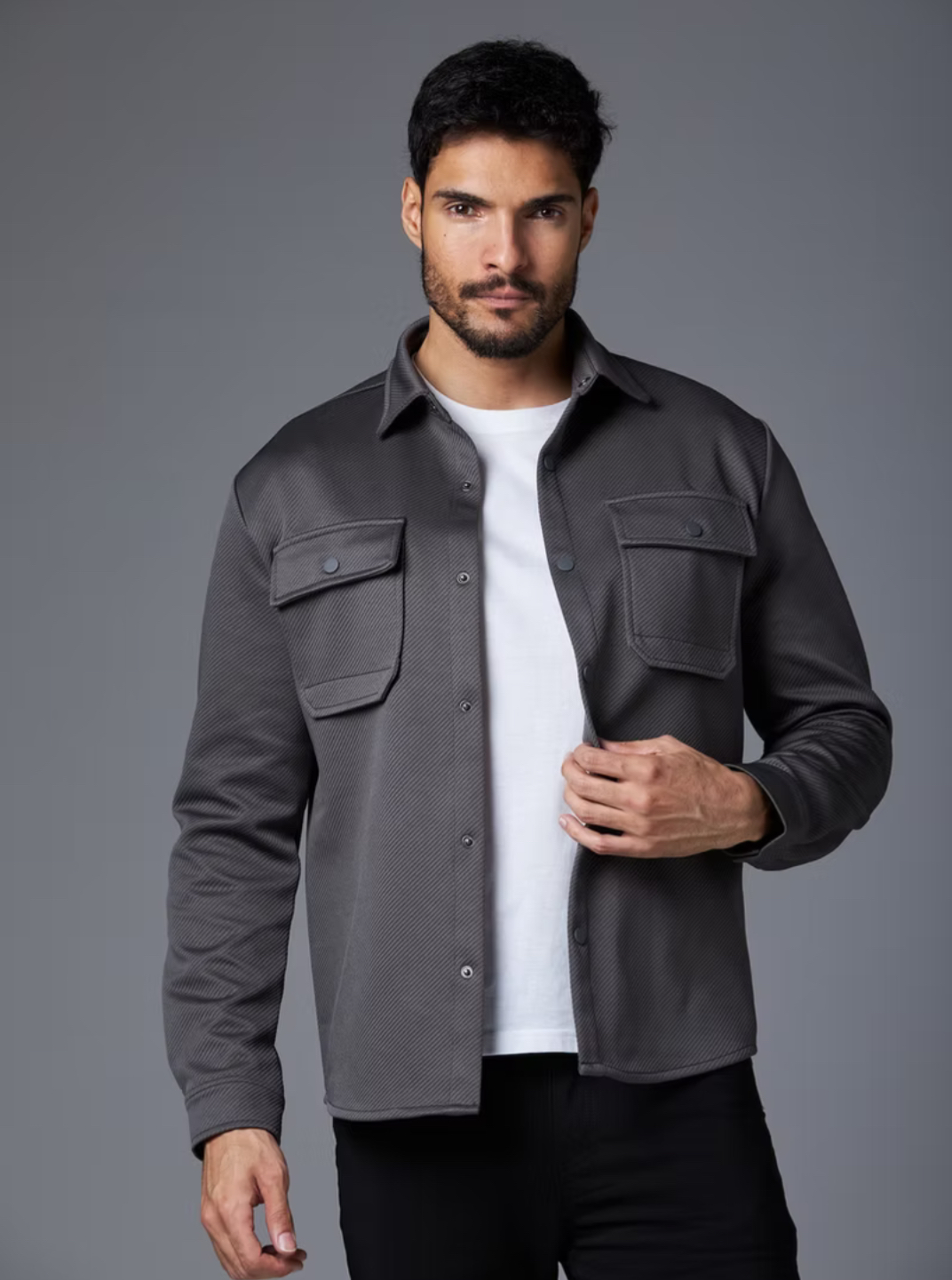 Sobrecamisa Cinza com Bolsos